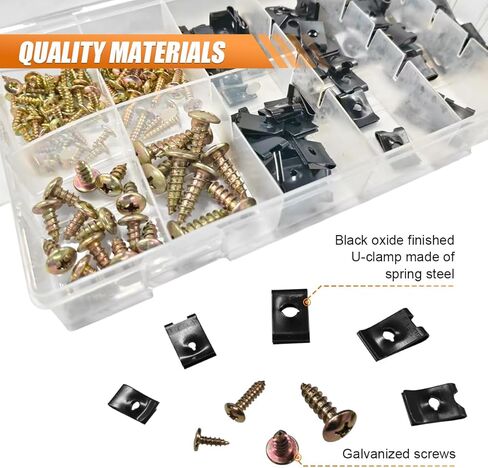 مجموعة متنوعة من 170 قطعة من YoRise لمشبك السيارة والمسمار على شكل حرف U، 9 مشابك للوحة باب السيارة بأحجام مختلفة، واستبدال صامولة على شكل حرف U ومشبك لولبي، وملحقات داخلية للوحة باب السيارة (أسود) in Kuwait