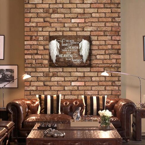 Memorial Angel Wings Wall Art Heavenly Love Home Pictures In Loving Memory Posters Paintings Because Someone We Love is in Heaven Canvas Prints Rustic Christian Memorial Wall Decor(16X12in Canvas) in Saudi Arabia