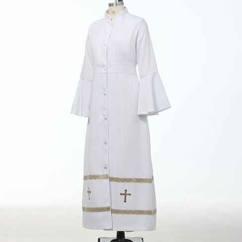 BLESSUME Church Clergy Dress Choir Robe for Women Flared Sleeves Button Mass Vestments in Saudi Arabia