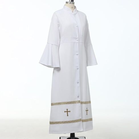 BLESSUME Church Clergy Dress Choir Robe for Women Flared Sleeves Button Mass Vestments in Saudi Arabia