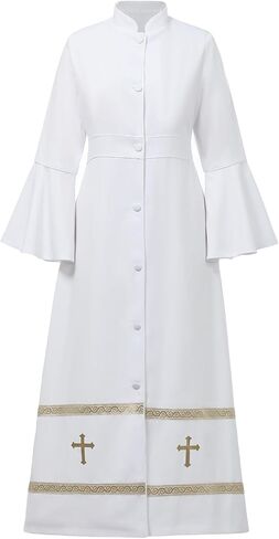 BLESSUME Church Clergy Dress Choir Robe for Women Flared Sleeves Button Mass Vestments in Saudi Arabia