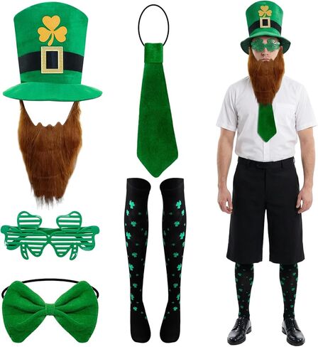 St. Patrick's Day Leprechaun Costume Set for Adults,Irish St. Patty's Party Fancy Dress Outfit for Parade Festival in Kuwait