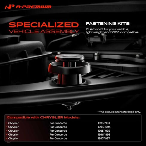 140 قطعة A-Premium (44 أونصة/14 مقاسًا) مشابك تثبيت مصد الصدمات مع أداة إزالة متوافقة مع كرايسلر كونكورد 1993-1997، مجموعة متنوعة من مثبتات الحاجز وغطاء محرك السيارة، مشبك درع الطين، لوحة تقليم الباب، مسامير تثبيت الدبوس in Saudi Arabia