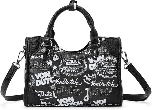 Von Dutch Mini County Bag, Vegan Leather Satchel Handbags for Women with Top Handle & Crossbody Strap in Kuwait
