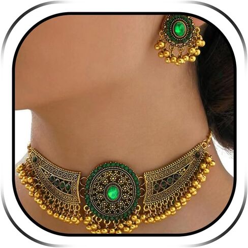 Indian Jewelry Sets for Women Dainty Gold Jewelry Set Vintage Indian Necklace Set Indian Choker Necklace Indian Jewelry for Wedding in Saudi Arabia