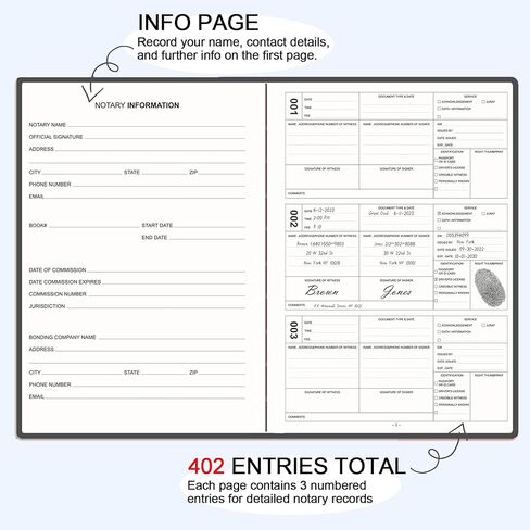 Sysflmygs Notary Journal - Official Notary Public Record Book with Numbered Pages - Notary Journal Log Book for Notarial Acts & Records – Notary Supplies - 402 Entries, Hardcover, 7"x10", Black in Saudi Arabia