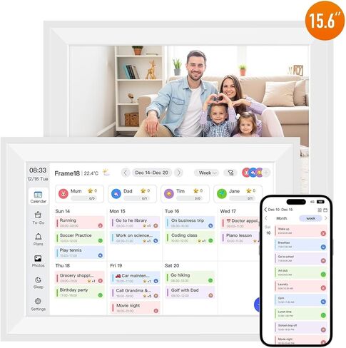 15.6" Smart Digital Calendar Wall Planner Interactive Display for Family Schedules Chore Charts with Task Rewards Meal Plans 64GB 1920x1080P IPS Touchscreen Desk Calendar Digital Picture Frame Gifts for Mom Dad in Saudi Arabia
