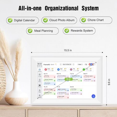 15.6" Smart Digital Calendar Wall Planner Interactive Display for Family Schedules Chore Charts with Task Rewards Meal Plans 64GB 1920x1080P IPS Touchscreen Desk Calendar Digital Picture Frame Gifts for Mom Dad in Saudi Arabia