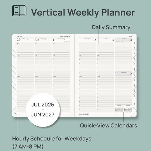 POPRUN Planner 2026-2027, 6.5" x 8.5", Academic Planner 2026-2027 Weekly and Monthly (July 26-June 27) Hourly Appointment Book with Inner Pockets, Leather Soft Cover, 100GSM - Purple in Saudi Arabia