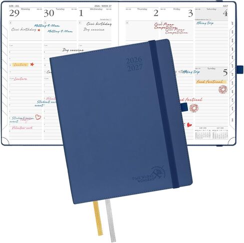 POPRUN Planner 2026-2027, 6.5" x 8.5", Academic Planner 2026-2027 Weekly and Monthly (July 26-June 27) Hourly Appointment Book with Inner Pockets, Leather Soft Cover, 100GSM - Purple in Saudi Arabia