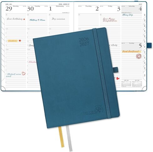 POPRUN Planner 2026-2027, 6.5" x 8.5", Academic Planner 2026-2027 Weekly and Monthly (July 26-June 27) Hourly Appointment Book with Inner Pockets, Leather Soft Cover, 100GSM - Purple in Saudi Arabia