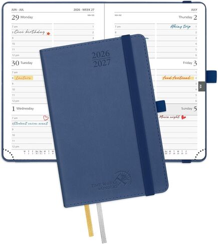 POPRUN Planner 2026-2027, 6.5" x 8.5", Academic Planner 2026-2027 Weekly and Monthly (July 26-June 27) Hourly Appointment Book with Inner Pockets, Leather Soft Cover, 100GSM - Purple in Saudi Arabia