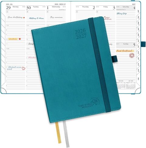 POPRUN Planner 2026-2027, 6.5" x 8.5", Academic Planner 2026-2027 Weekly and Monthly (July 26-June 27) Hourly Appointment Book with Inner Pockets, Leather Soft Cover, 100GSM - Purple in Saudi Arabia
