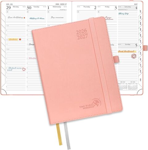 POPRUN Planner 2026-2027, 6.5" x 8.5", Academic Planner 2026-2027 Weekly and Monthly (July 26-June 27) Hourly Appointment Book with Inner Pockets, Leather Soft Cover, 100GSM - Purple in Saudi Arabia