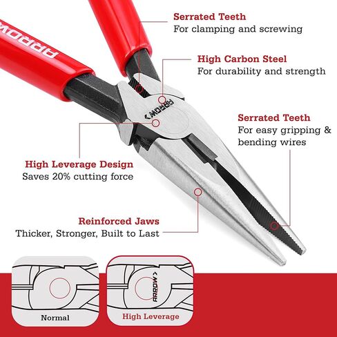 ARROW 3PCS Pliers Set, 6" Needle Nose Pliers, 6" Slip Joint, 8" Groove Joint with Non-slip Handle, Premium Carbon Steel, for Daily Repair & Home Maintenance in Kuwait