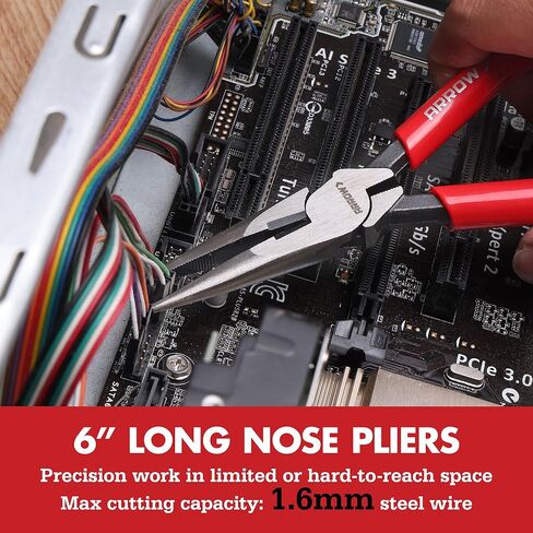 ARROW 3PCS Pliers Set, 6" Needle Nose Pliers, 6" Slip Joint, 8" Groove Joint with Non-slip Handle, Premium Carbon Steel, for Daily Repair & Home Maintenance in Kuwait