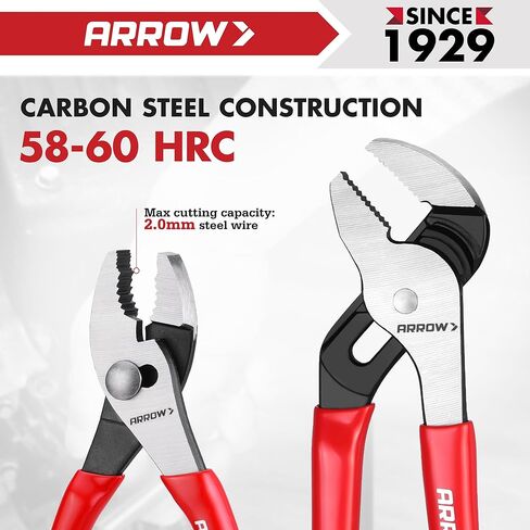 ARROW 3PCS Pliers Set, 6" Needle Nose Pliers, 6" Slip Joint, 8" Groove Joint with Non-slip Handle, Premium Carbon Steel, for Daily Repair & Home Maintenance in Kuwait