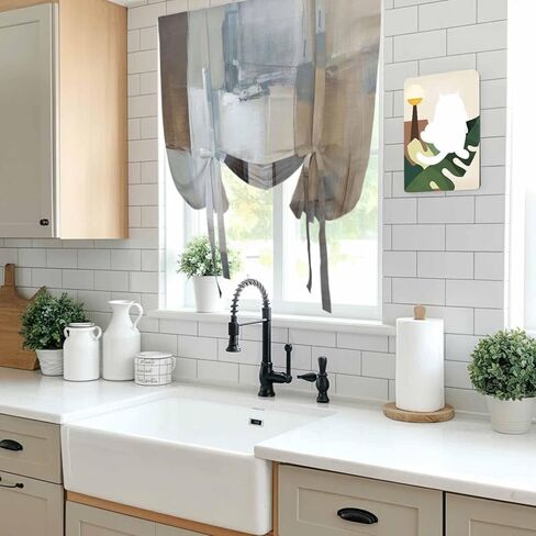 Blue Grey Art Tie Up Curtains for Window, Vintage Painting Abstract Retro Art Thermal Insulated Balloon Shade Adjustable Rod Pocket Curtains Valance Panels for Kitchen Bathroom Café 46'' x 63'' in Saudi Arabia