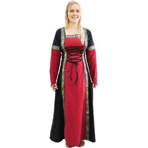 فستان Battle-Merchant Eleanor من العصور الوسطى – ثوب قطني بلونين لمهرجان عصر النهضة، LARP، الخيال والكوسبلاي in Kuwait