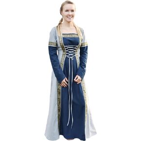 Battle-Merchant Eleanor Medieval Dress – Two-Tone Cotton Gown for Renaissance Faire, LARP, Fantasy & Cosplay in Kuwait