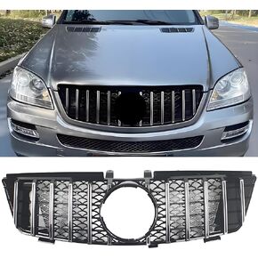 Front Bumper Upper Grill Grille Fit For 2005 2006 2007 2008 Mercedes M-Class ML350/ ML500/ ML550/ W164 Chrome AMG GT Style Replacement Parts Grid Accessories (Silver & Black) in Kuwait