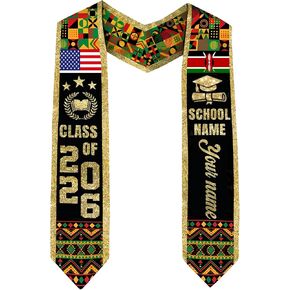 Godashop Personalized Kenya Graduation Stole, Custom Name & School Graduation Sash, Kenya Flag & USA Graduate Stole in Kuwait
