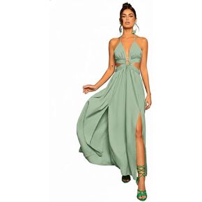 SKAYS Womens Sexy Halter Deep V Neck Sleeveless Formal Maxi Casual Backless Long Dresses in Saudi Arabia