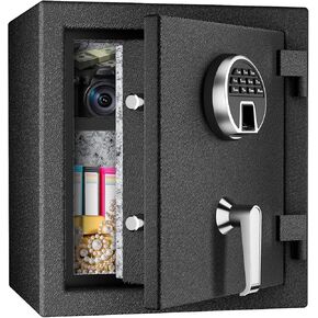 صندوق أمان مقاوم للحريق بيومتري من WASJOYE - 1.8 قدم مكعب آمن لبصمة الإصبع مع قفل لوحة المفاتيح الرقمية ونظام إنذار منفذ من النوع C، مقاوم للماء للحريق للمنزل والمكتب والفنادق والمجوهرات وتخزين النقود in Kuwait