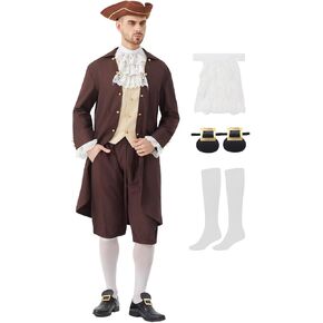 Colonial Costume Men 5PCS 18th Century America Founding Father Costume Adult Colonial Uniform Cosplay Patriot Outfit in Kuwait
