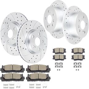 Front and Rear Drilled and Slotted Brake Rotors Ceramic Brake Pads Brake Kit Replacement for Toyota Avalon 2008 – 2012 Camry 2007 – 2011 Lexus ES350 2007 – 2012 in Kuwait