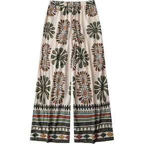 GORGLITTER المرأة واسعة الساق بالازو السراويل الفضفاضة بوهو السراويل الأسماك الأزهار الجرافيك عالية الخصر عارضة الصيف بناطيل الشاطئ in Kuwait