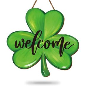 Whaline Shamrock Wooden Hanging Sign St. Patrick’s Day Door Decorations Wall Sign Clover Shaped Front Door Hanger for Irish Holiday Indoor Outdoor Home Farmhouse Wall Window in Kuwait