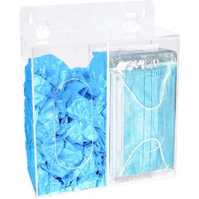 صندوق توزيع قناع الوجه، حامل قفازات أكريليك بقسمين، محطة نظافة مع غطاء، غطاء حذاء وشبكة شعر، فتحات تثبيت على الحائط أو حامل سطح الطاولة in Kuwait