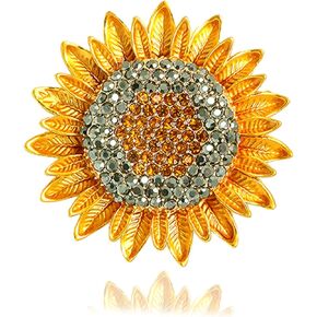 عباد الشمس بروش دبابيس للنساء اللون كريستال حجر الراين دبابيس الرجعية اليدوية أنيقة زهرة الشمس دبابيس الشمس بروش زهرة دبابيس للمرأة الأصفر دفع دبوس الملحقات in Kuwait