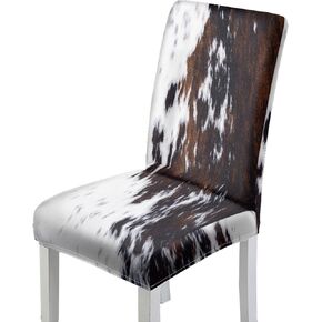Cow Print Stretch Chair Covers Brown White Cowhide Animal Fur Western Rustic Farm Parson Chair Slipcovers Chair Seat Protector for Home Kitchen Dining Room Party 2 PCS in Kuwait