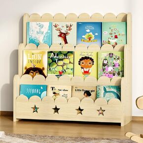 رف كتب على شكل صدفي للأطفال، رف عرض الكتب ذو 3 طبقات أمامية، منظم خزانة الكتب من الخشب الصلب من مونتيسوري لغرفة النوم والحضانة وغرفة اللعب والفصل الدراسي in Kuwait
