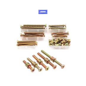 LBY 25 Sets 1/4×13mm Threaded Inserts Nuts and Bolt Assortment kit, Hex Socket Drive Furniture Flanged Screw-in Nut(with Bolt), 5 Sizes, Carbon Steel (Zinc Plated), Yellow in Kuwait