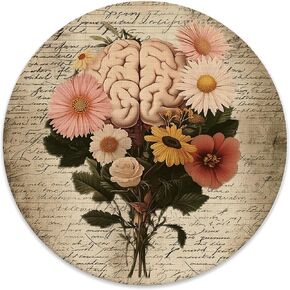Vintage Floral Anatomy Medical Mouse Pad for Desk, Medical Office Supplies, Human Brain Anatomical Mousepad for Work Wireless Mouse Computers Laptop Desk Accessories, 7.9x7.9 Inch in Saudi Arabia