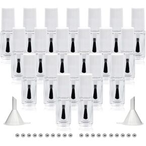 زجاجات طلاء أظافر فارغة مع فرشاة مستديرة 5 مل، 20 عبوة صغيرة من عبوات طلاء الأظافر الزجاجية الفارغة القابلة لإعادة الملء مع كرات خلط وأقماع (أبيض) in Kuwait