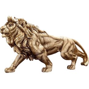15 Inch Luck Lion Statue Figurine Sculpture Resin Collectible Gifts for Lion Noble Office Home Decor Desk Accessories Decoration Garden Figurines Outdoor Decor Gold (Gold) in Kuwait