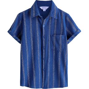 Boys Casual Button Dwon Shirt Short Sleeve Fashion Button Up Shirt with Pocket in Kuwait