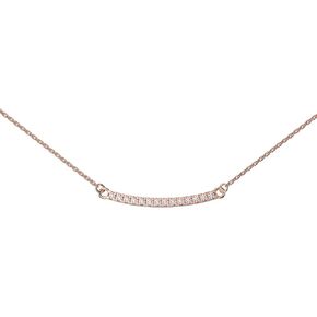 iSchyHorizontal Bar Necklace for Women, Sparkling Zircon Inlaid Minimalist Pendant Jewelry, Dainty Rose Gold Tone Necklaces for Mother's Day & Valentine's Day Gift, Adjustable 18" Chain with Secure Spring Ring Clasp in Saudi Arabia