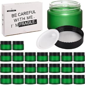 برطمانات زجاجية بلوري سوداء مع أغطية - حاويات مستحضرات تجميل فارغة صغيرة لصنع الشموع والمستحضرات والكريمات والبلسم والحرف اليدوية - عبوة من 24 قطعة (أسود بلوري، 4 أونصة) in Kuwait