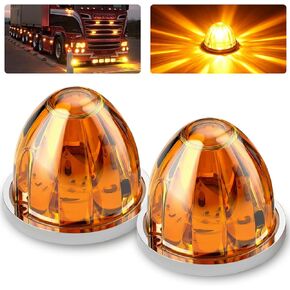 Aila قطعتان من مصابيح LED للشاحنة باللون الكهرماني والبطيخ، ستروب مزدوج الوظيفة + أوضاع ثابتة، مصابيح إزالة الكابينة مقاومة للماء 12 فولت - 24 فولت مع إطار من الكروم لشاحنة مقطورة نصف حافلة RV in Kuwait