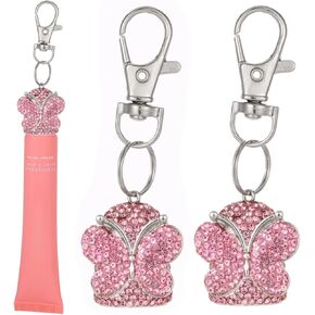 2 حزمة حامل سلسلة مفاتيح ملمع الشفاه بلينغ فراشة بلسم الشفاه مفتاح سلسلة غطاء حامل ملمع الشفاه متوافق مع أيام الجمعة الصيفية in Kuwait