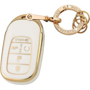 TPU Key Fob Cover with Bling Ring, Compatible with Honda Accord Civic HR-V CR-V Pilot Sport SI EX EX-L Touring 2022 2023 2024 2025 2026, 4/5 Button, White in Kuwait