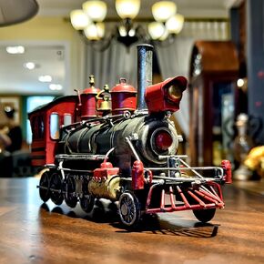 14" L Large Steam Locomotive Engine Cast Metal 19th Cent. Antique Model Train Steampunk Statue Industrial Era Collectible for Home Office Mancave Decor Presents in Saudi Arabia