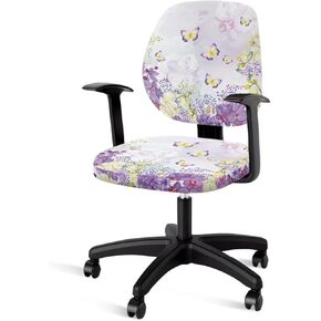 Boho Floral Office Chair Cover Desk Chair Cover no Arms Computer Chair Covers Stretchable 2 Piece Fabric Gaming Chair Cover Universal Chair Covers Polyester Rolling Chair Cover Slipcover in Kuwait