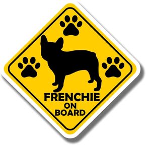Frenchie On Board Magnet - French Bulldog Car Magnet - Cute Dog Warning Sign - French Bulldog Lover Gift - Car Accessory - Durable Decorative Design for Home or Office - AAMT0604 in Kuwait
