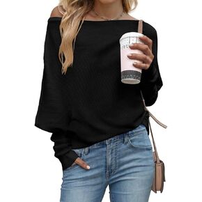 سترات JOCAFIYE النسائية لخريف وشتاء 2025 بأكمام طويلة غير رسمية فضفاضة بدون أكتاف وبلوفرات متماسكة in Kuwait